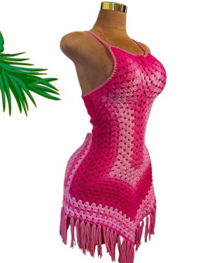 Granny stripe fringe dress